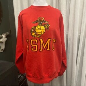 Vintage US Marines USMC crewneck sweater pullover red Size Large